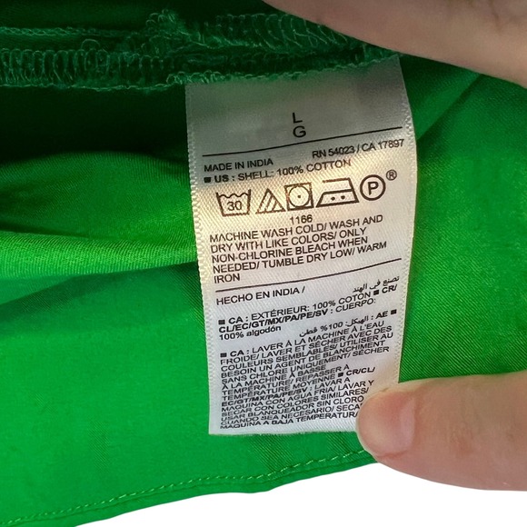 NWOT Old Navy Womens L Kelly Green Mini Swing Dress Cotton Poplin Short Sleeve - Picture 5 of 6
